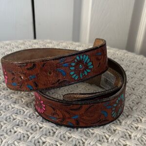Stamped and Painted Leather Belt